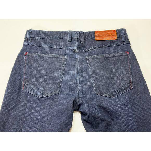 Robert Graham Men's Kipling Tailored Leg Stretch Blue Plaid Jeans - Size 32x26 - Picture 4 of 9